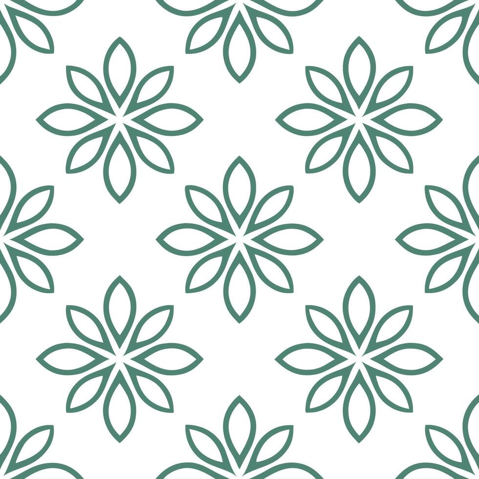 Scandinavian Floral Minimalist seamless tile pattern with cool greens and simple lines for modern home decor concept as Cool green florals and simple lines arranged seamlessly for Seamless Set vector