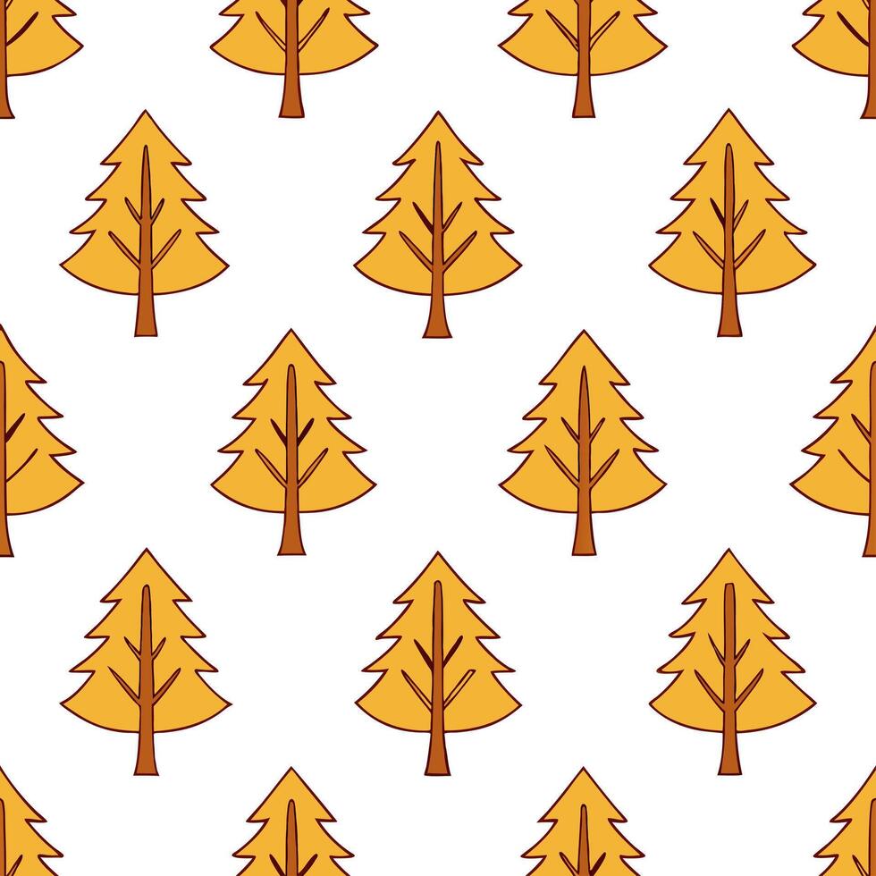 Rustic autumn trees seamless tile pattern with oak and pine trees for country style fall decor concept as Oak and pine trees arranged seamlessly to create rustic and country style Seamless Set vector