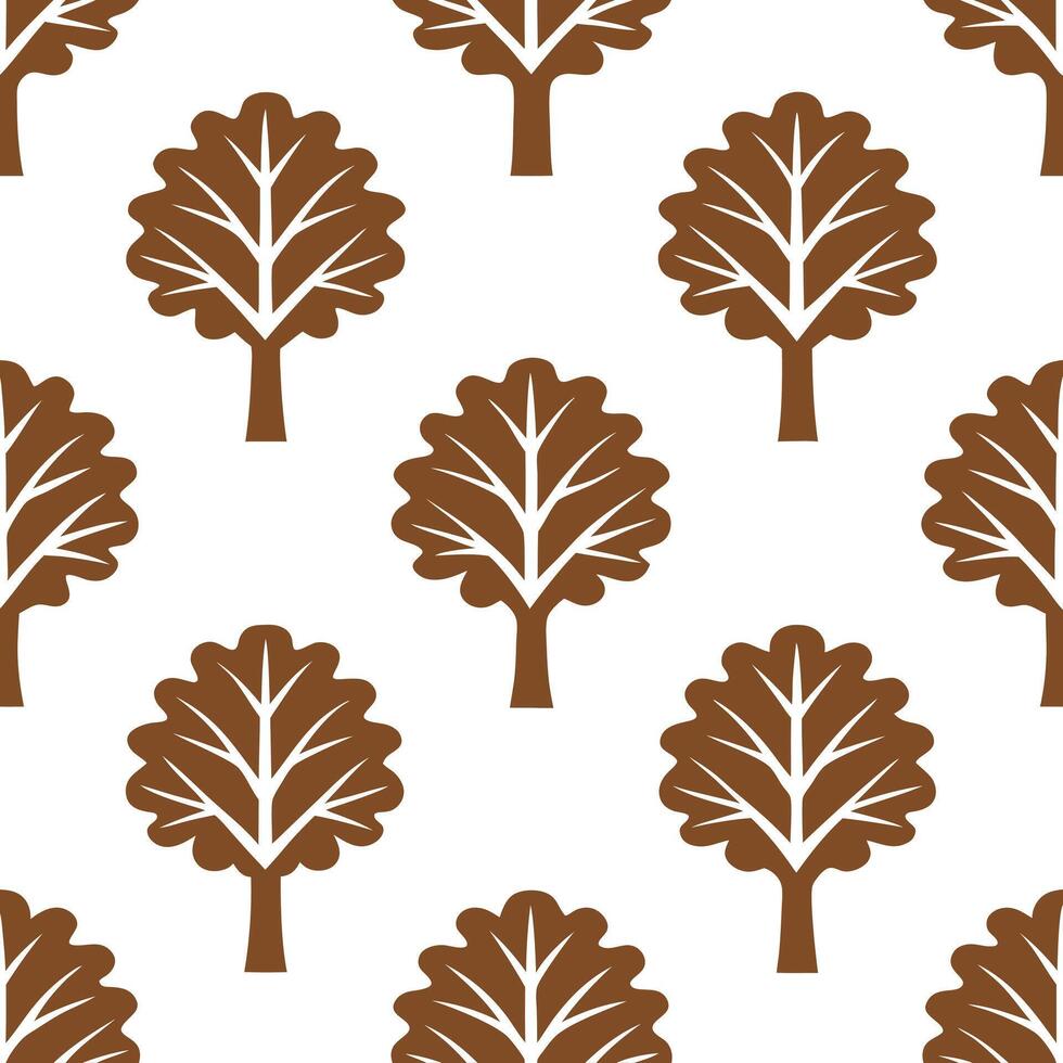 Classic autumn trees seamless tile pattern with chestnut and oak trees for timeless fall home decor concept as Chestnut and oak trees arranged seamlessly in classic autumn colors f Seamless Set vector