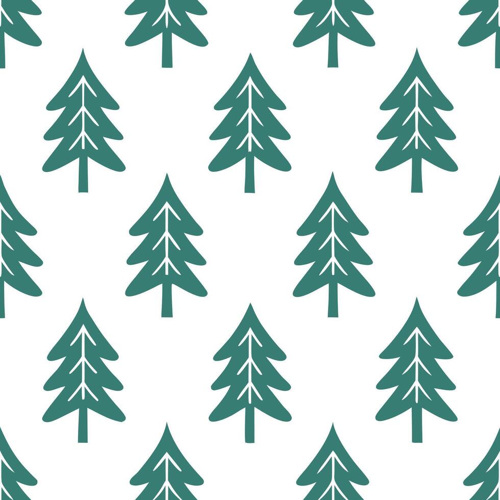 Minimalist winter seamless tile pattern with simple oak and pine silhouettes for modern decor concept as Simple oak and pine tree silhouettes arranged seamlessly for a minimalist a Seamless Set vector