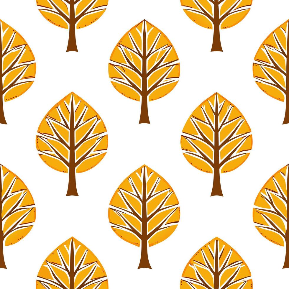Autumn trees seamless tile pattern with golden elms and amber maples for warm fall aesthetics concept as Golden elm and amber maple trees arranged seamlessly to create warm and inv Seamless Set vector