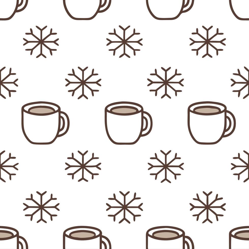 Winter warmth seamless tile pattern with hot cocoa and snowflakes for cozy kitchen decor concept as Hot cocoa and snowflakes arranged seamlessly to create cozy and warm winter kitc Seamless Set vector