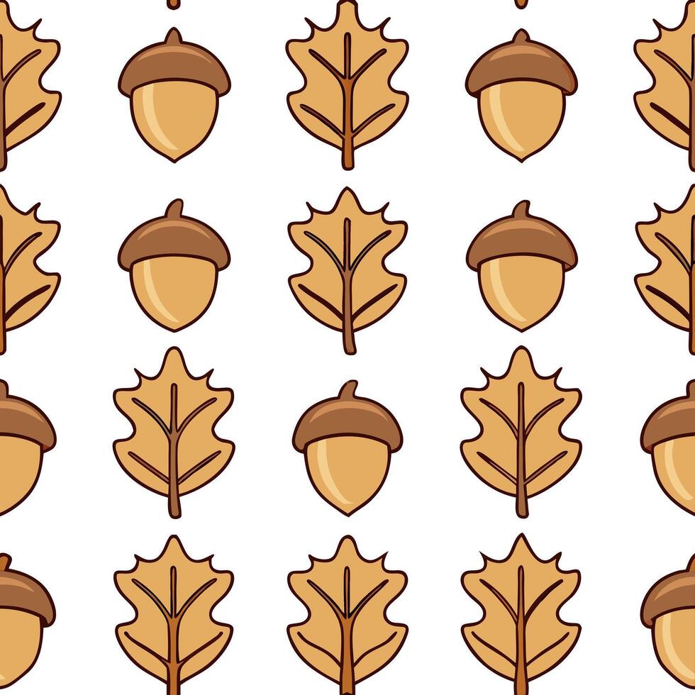 Autumn warmth seamless tile pattern with acorns and oak leaves for natural fall home decor concept as Acorns and oak leaves arranged seamlessly to create natural and warm fall home Seamless Set vector