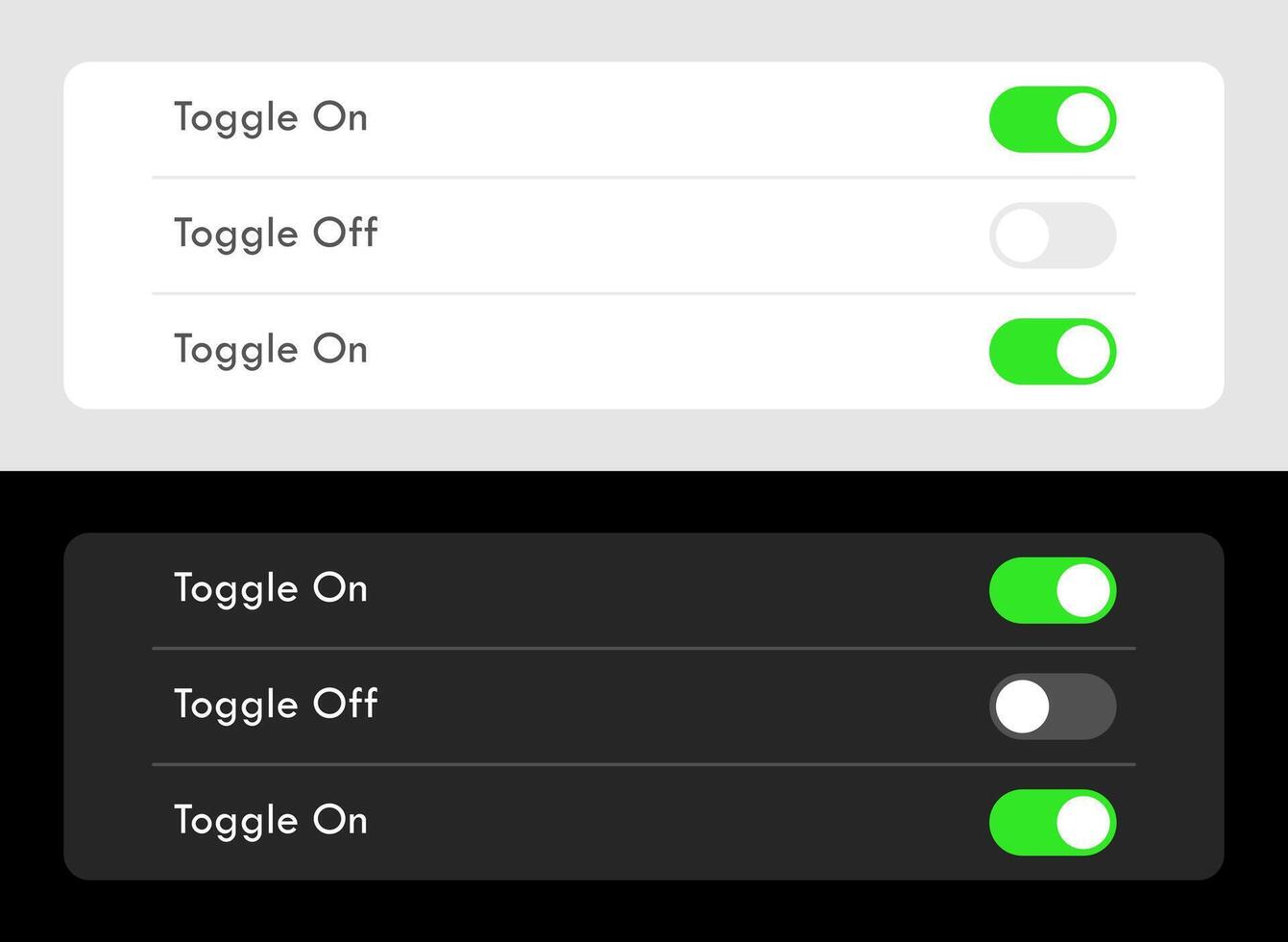 Toggle on off switch buttons dark and light ui template. Smartphone ...