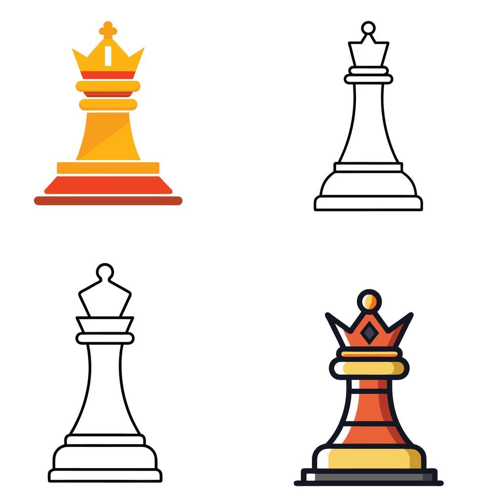 A set of chess pieces Chessmen isolated white background vector