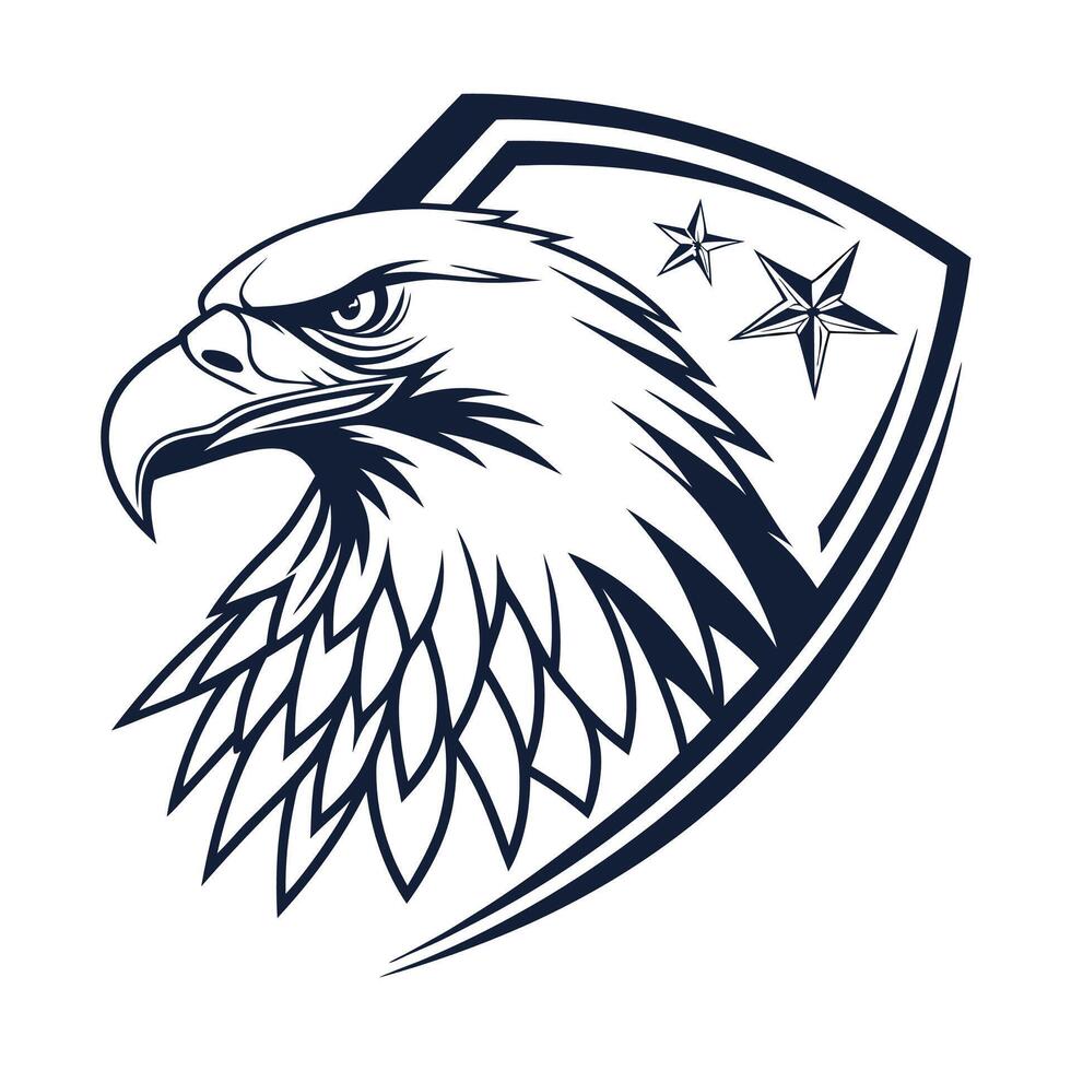 Fierce Eagle Black and White Illustration vector