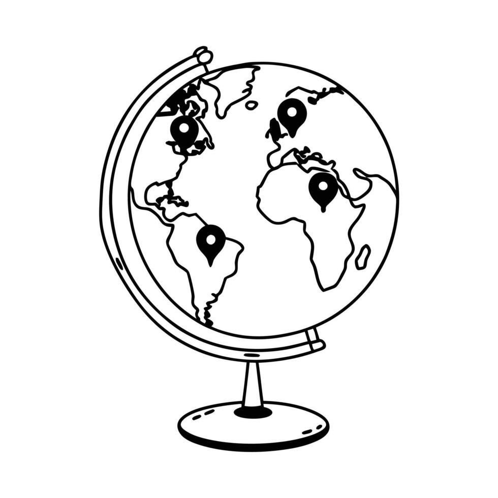 Globe Line Illustration Cartoon style vector