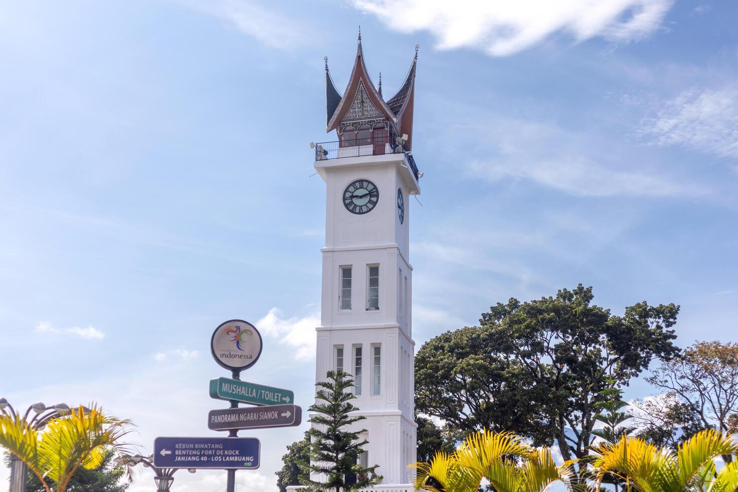 West Sumatra, Indonesia, 2025 - View of Jam Gadang tower, A clock tower in Bukittinggi. A tourist attraction. photo