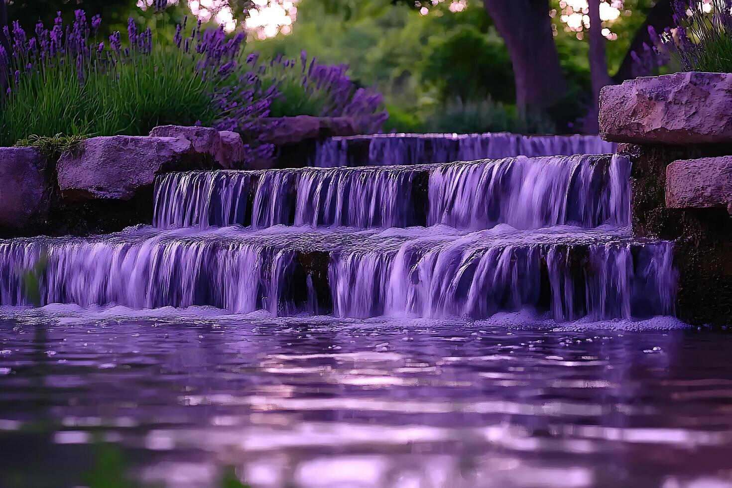 Purple waterfall in the park photo