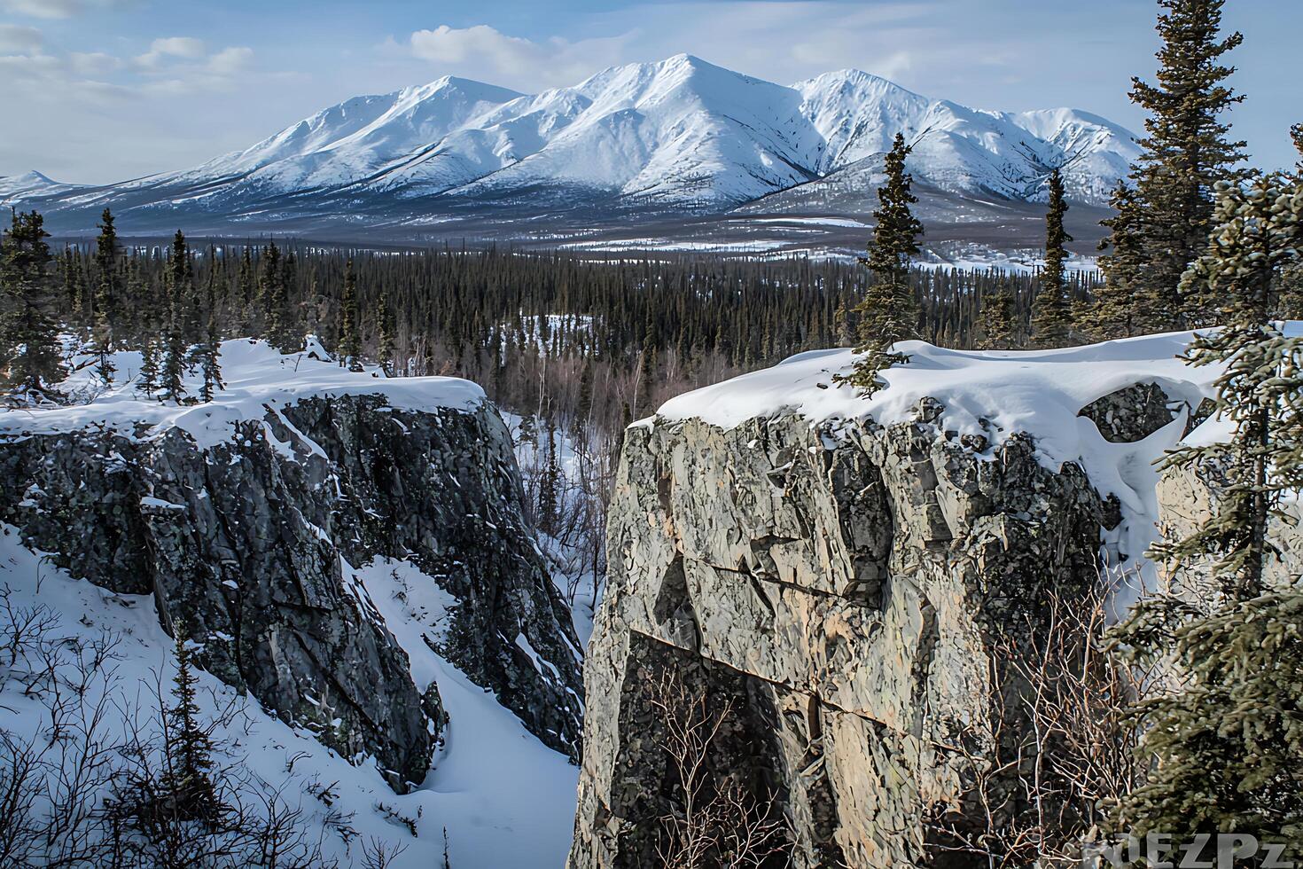 A mountain range in the background photo