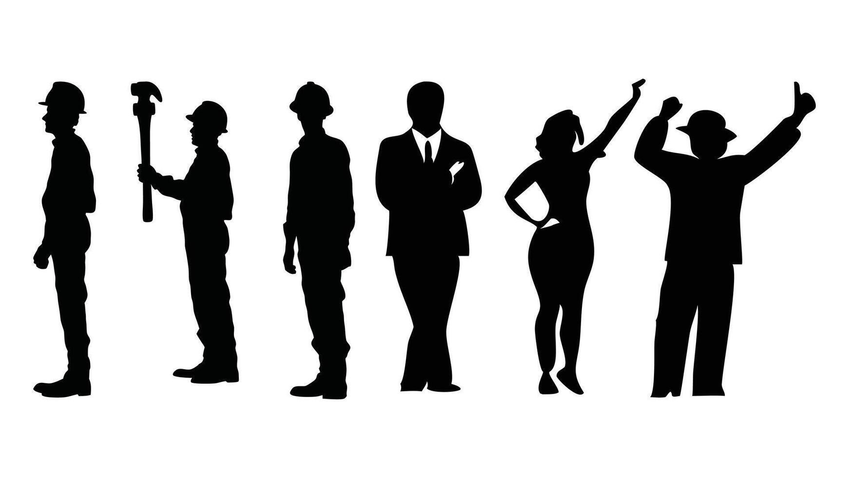 silhouettes of people, workers silhouette, labor day, May 1st International worker's day celebration background vector