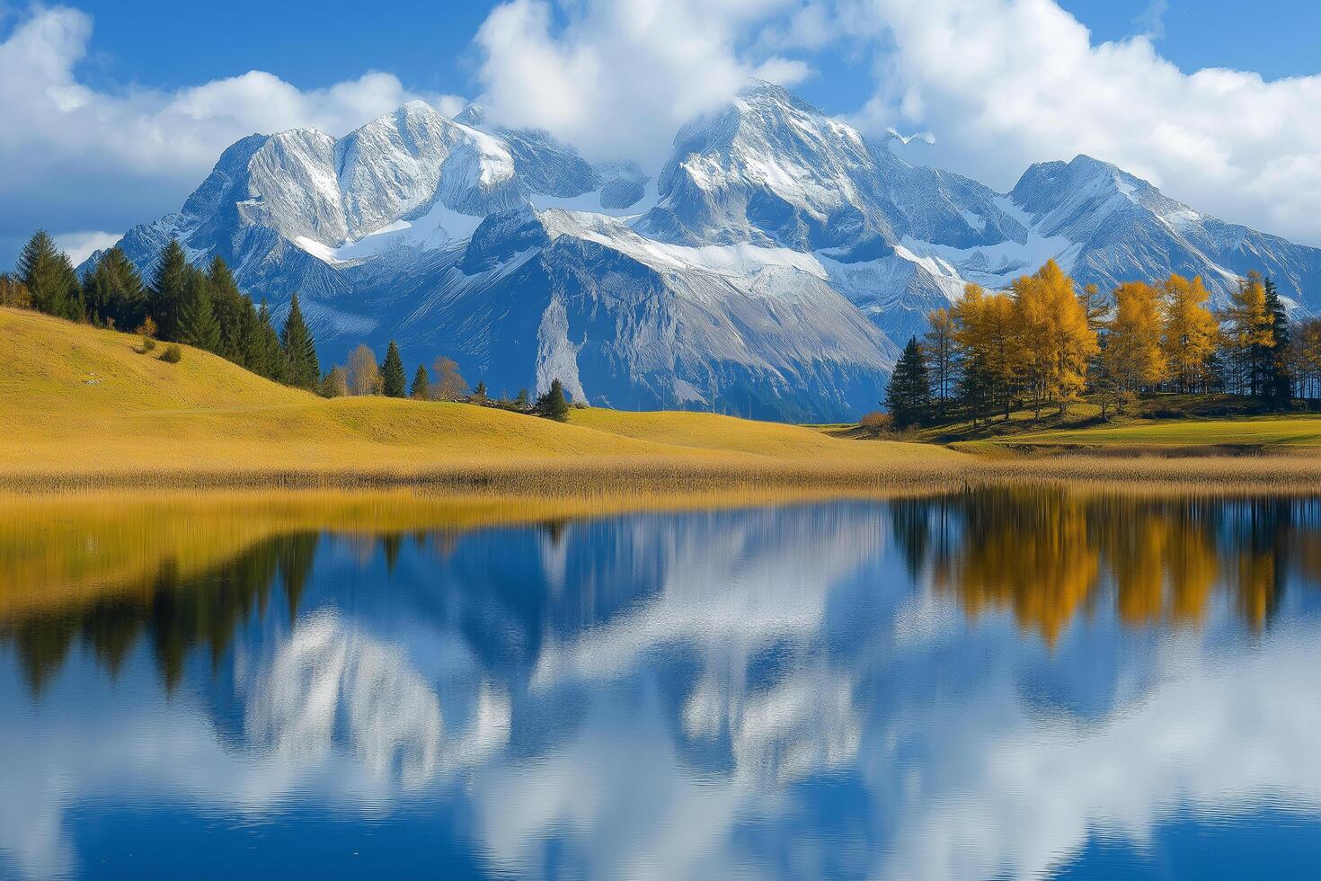 Snow-capped mountains reflected in a still lake HD Background, Luxury hd wallpaper Image, Popular high resolution Desktop Background photo