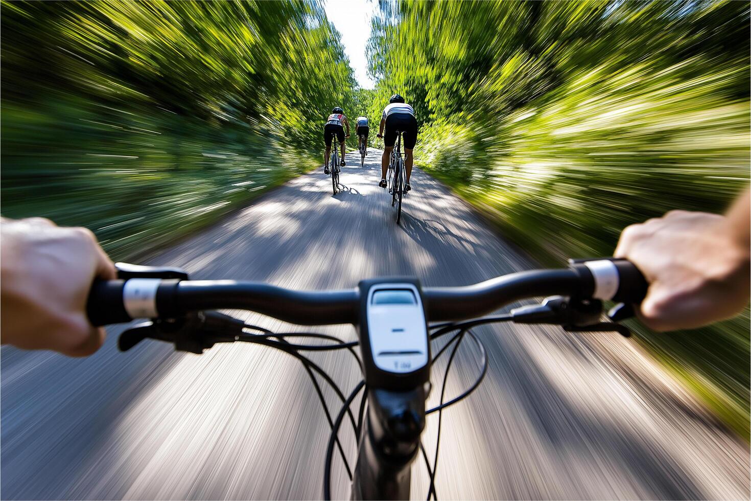 Cyclists riding through a picturesque countryside road HD Background, Luxury hd wallpaper Image, Trendy Background illustration photo