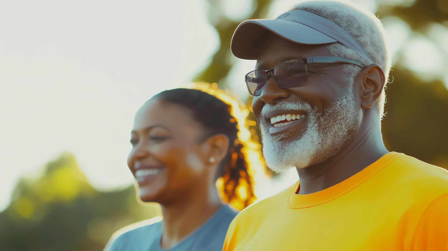 A Senior happy couple smiling while exercising outside HD Background, Luxury hd wallpaper Image, Trendy Background illustration photo