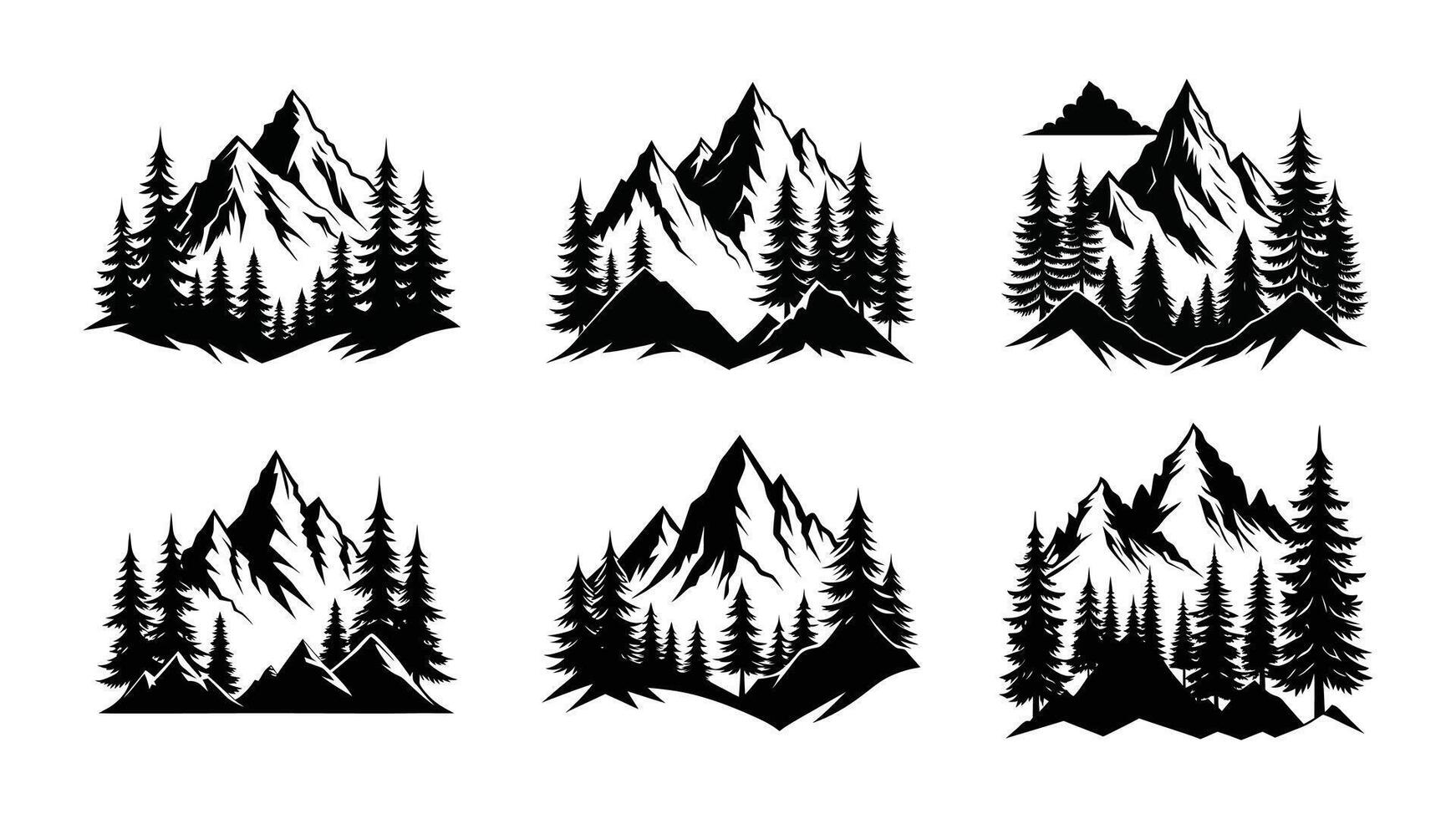 A green set of trees silhouettes, a winter forest design with a holiday and xmas feel vector