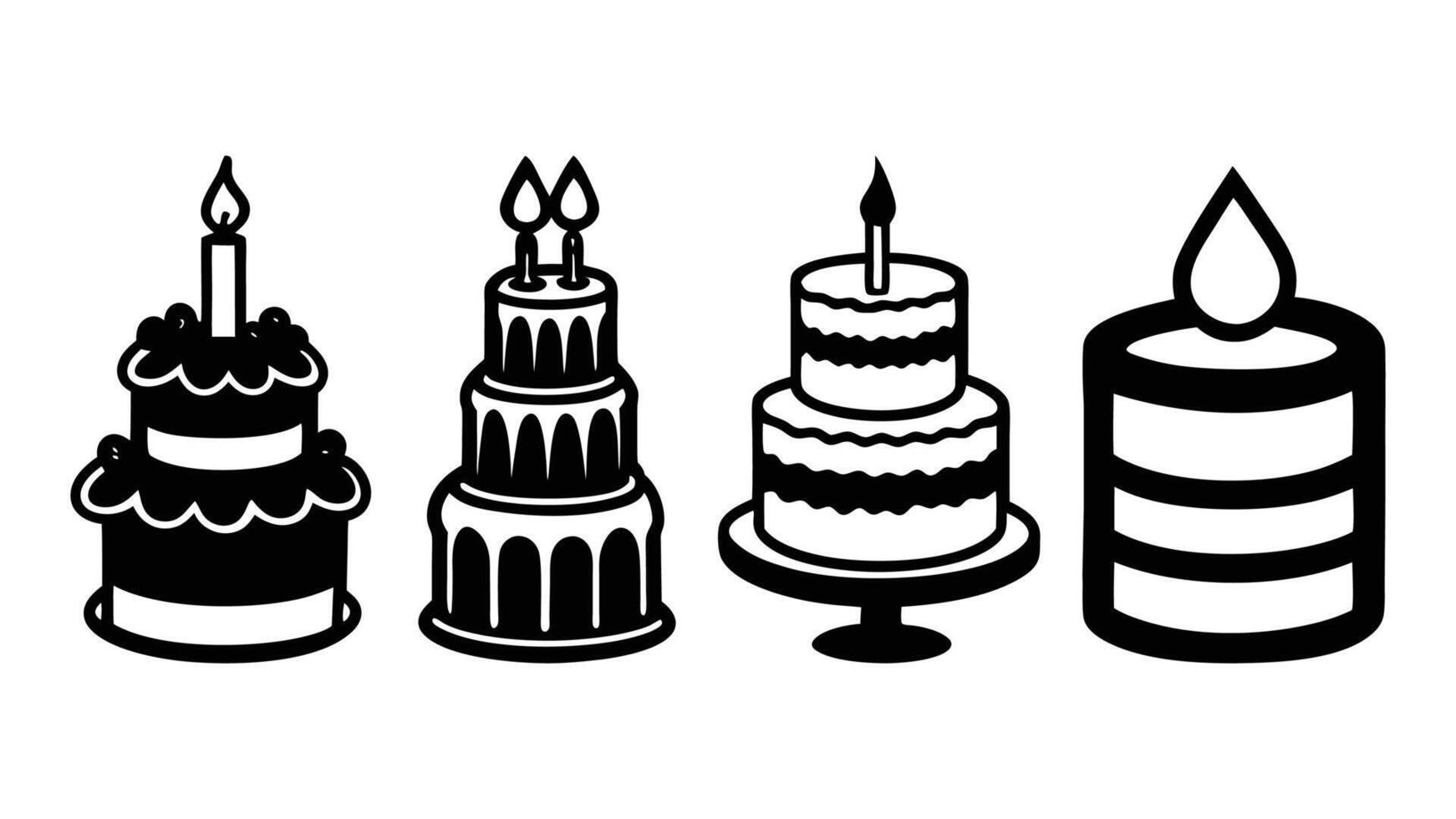 Collection of birthday cake icons set vector