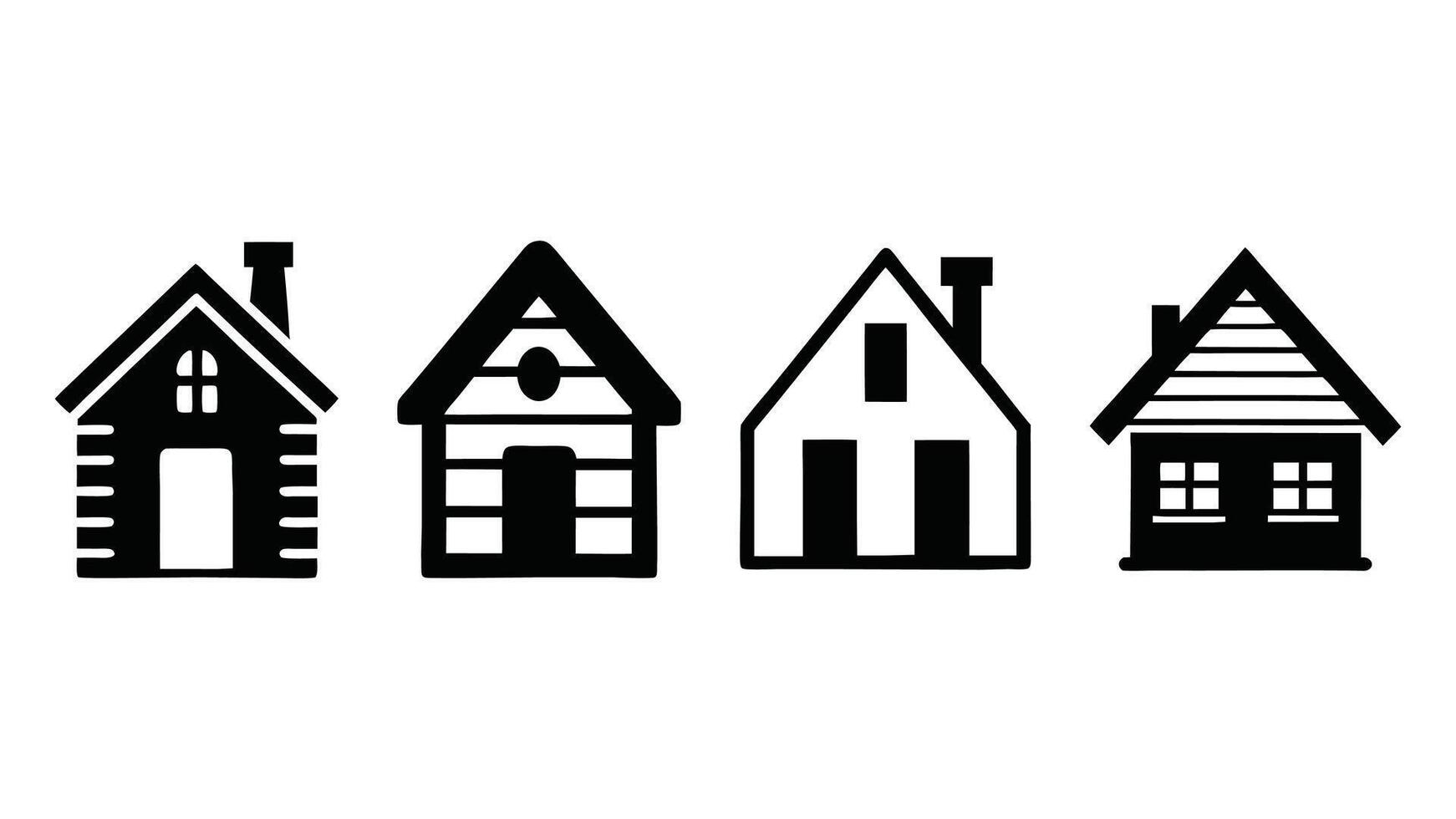 Different style House silhouette on white background. set of houses icons Ai created vector