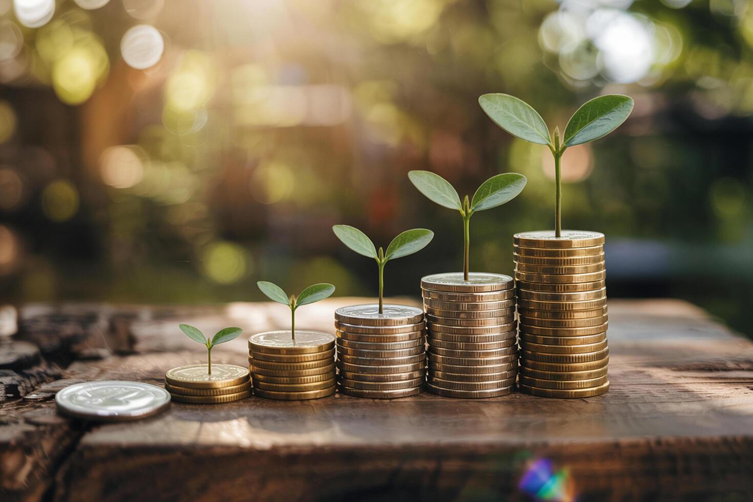 Coin Stack And Sprout Growth Representing Financial Investment Success And Future Prosperity photo