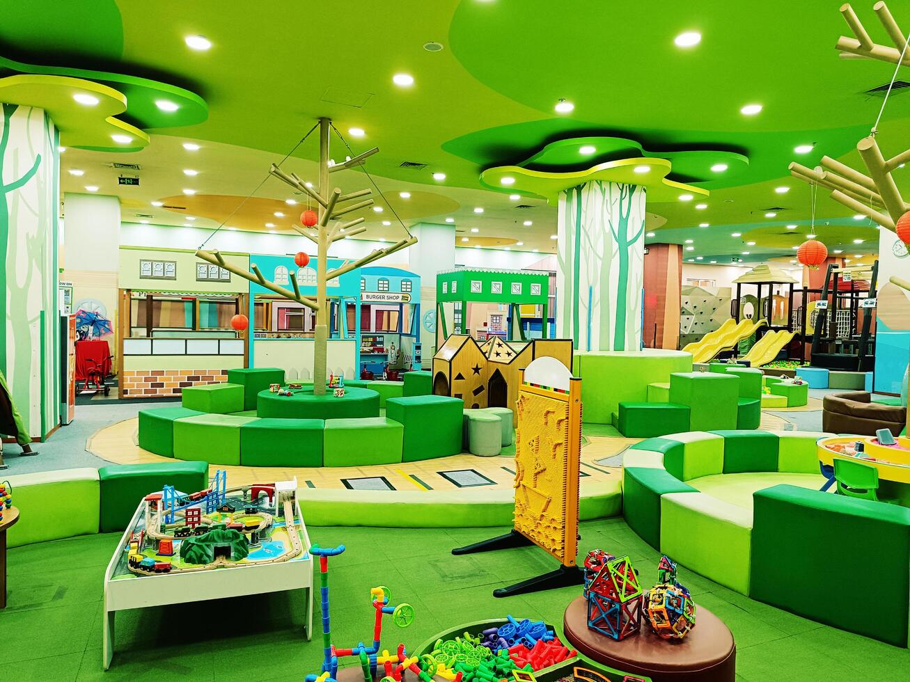 Jogja City Mall, Indonesia, 02 March 2024, colorful room facilities at children's play ground and many toys photo