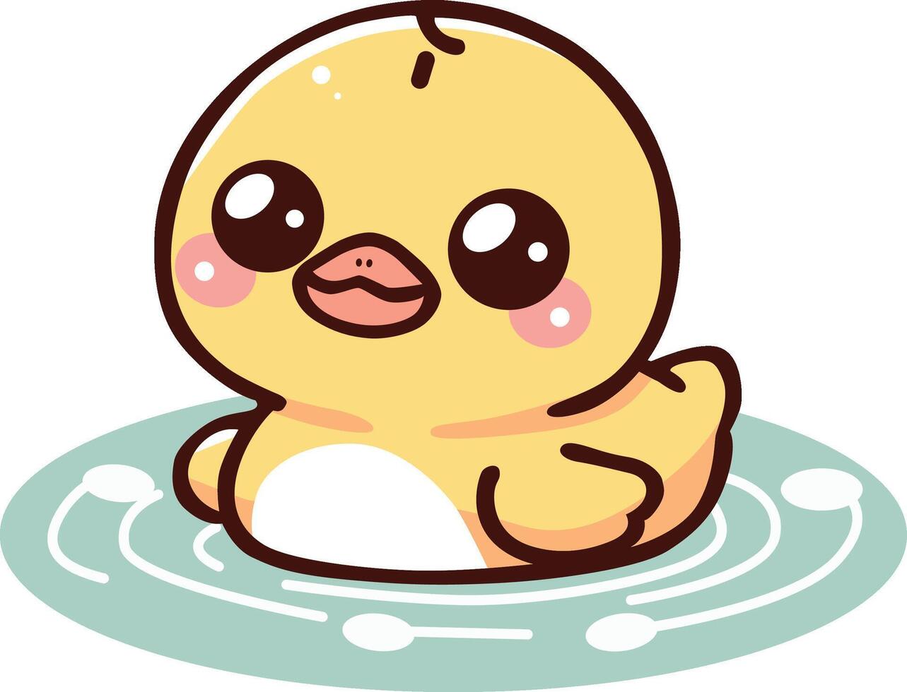 cute adorable duck bath swiming vector