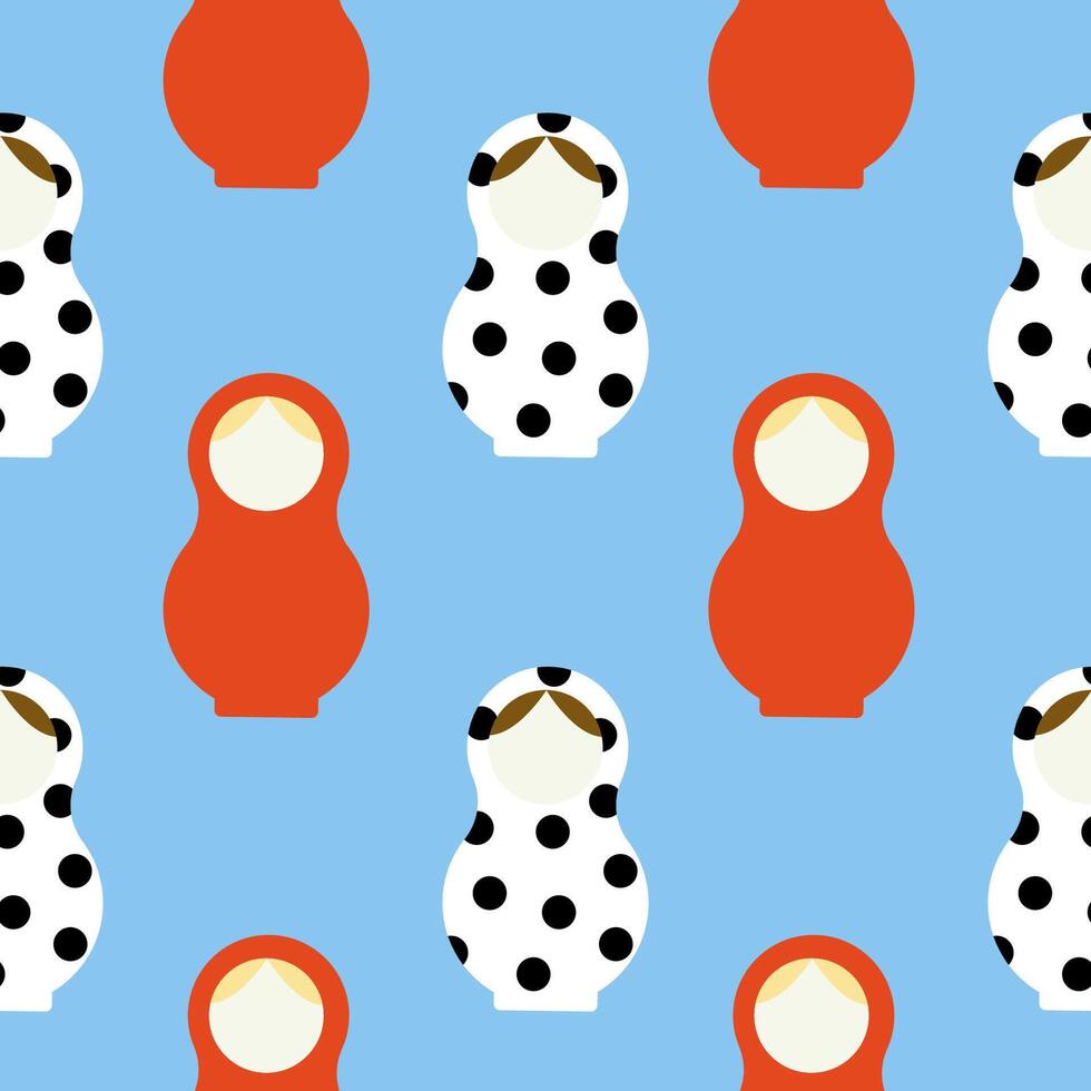 Traditional Russian Nesting Dolls Pattern. Seamless Background with Matryoshkas. vector