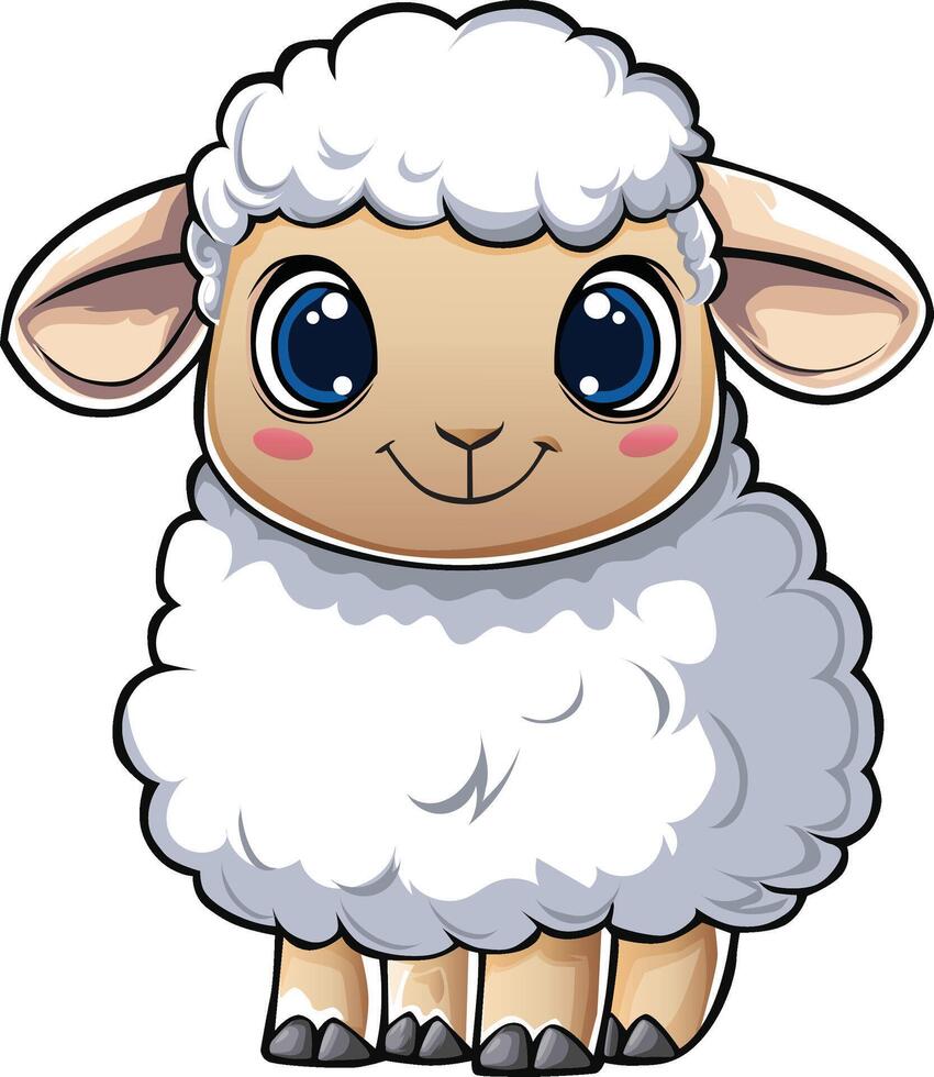 sweet charming sheep smiling object farm vector