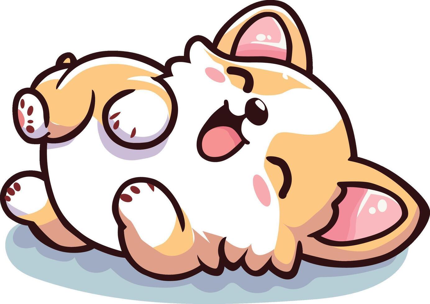 happy dog rolling on the floor laughing vector