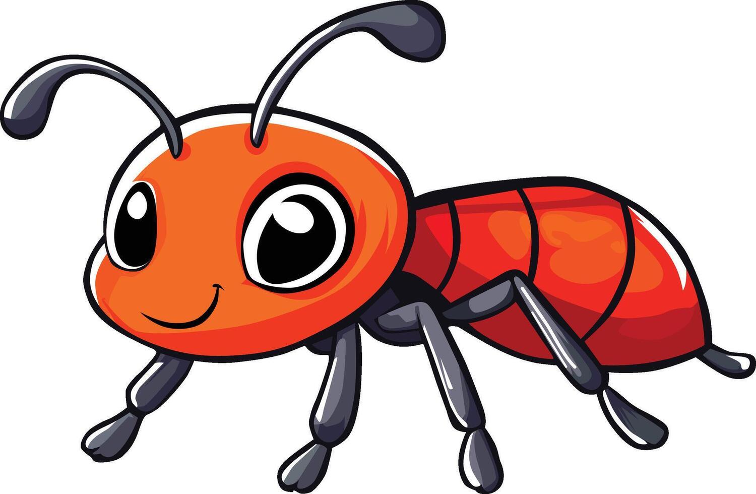 smiling red ant bug insect animal vector