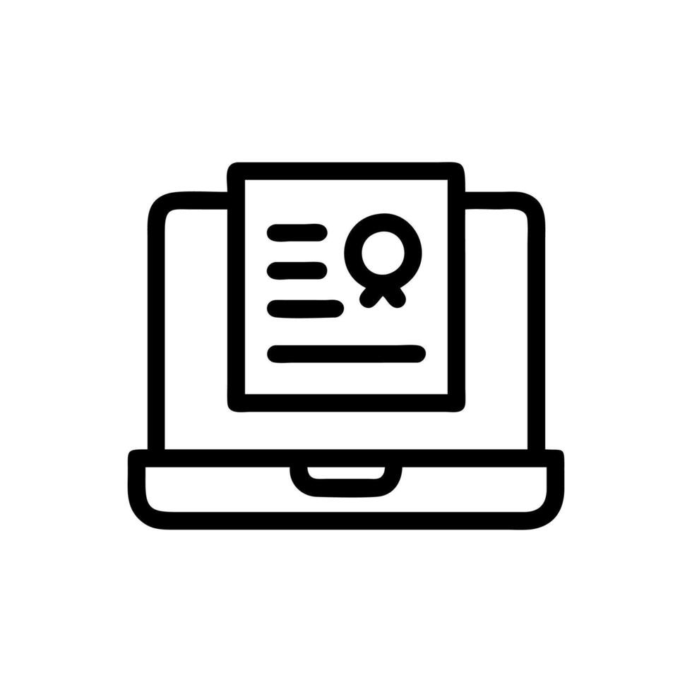 Online course laptop with a certificate icon vector