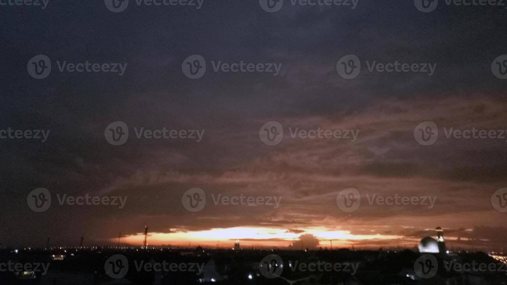 7. Sunset view on the hill with clouds photo
