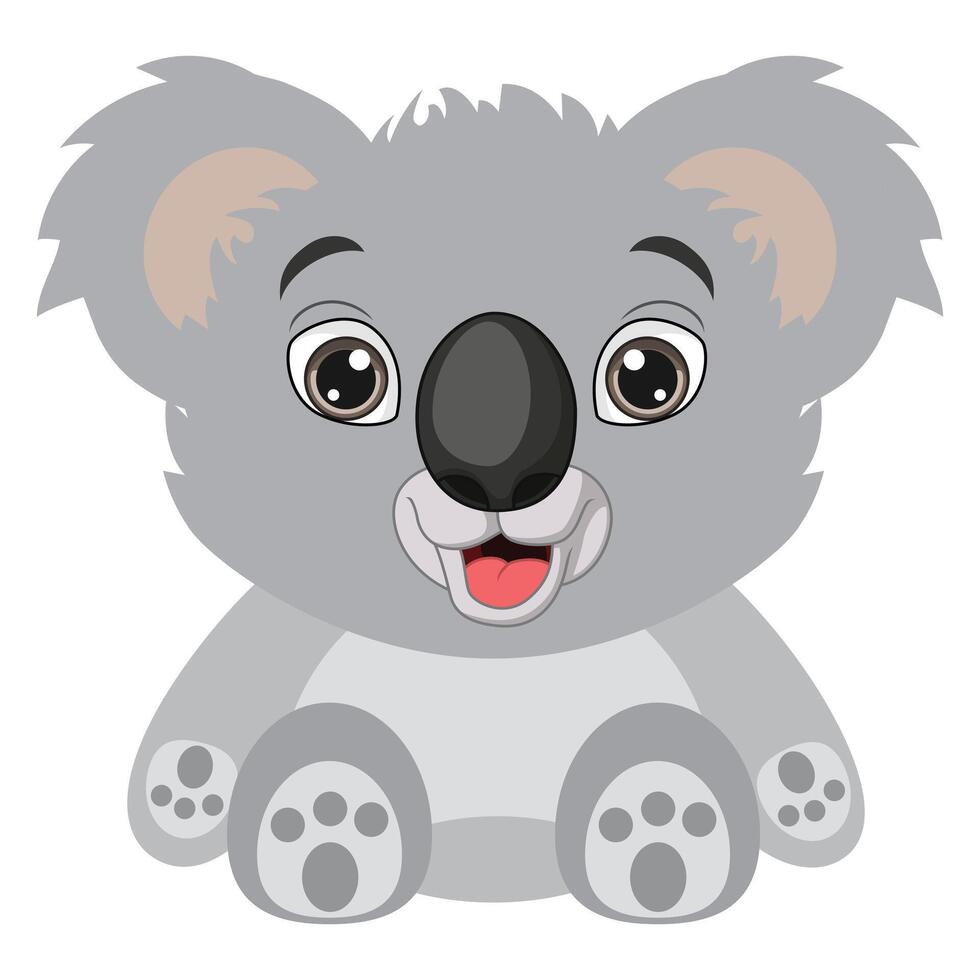 Cute cartoon koala. Childish illustration flat style. Sitting koala bear. For poster, greeting card, baby design. vector