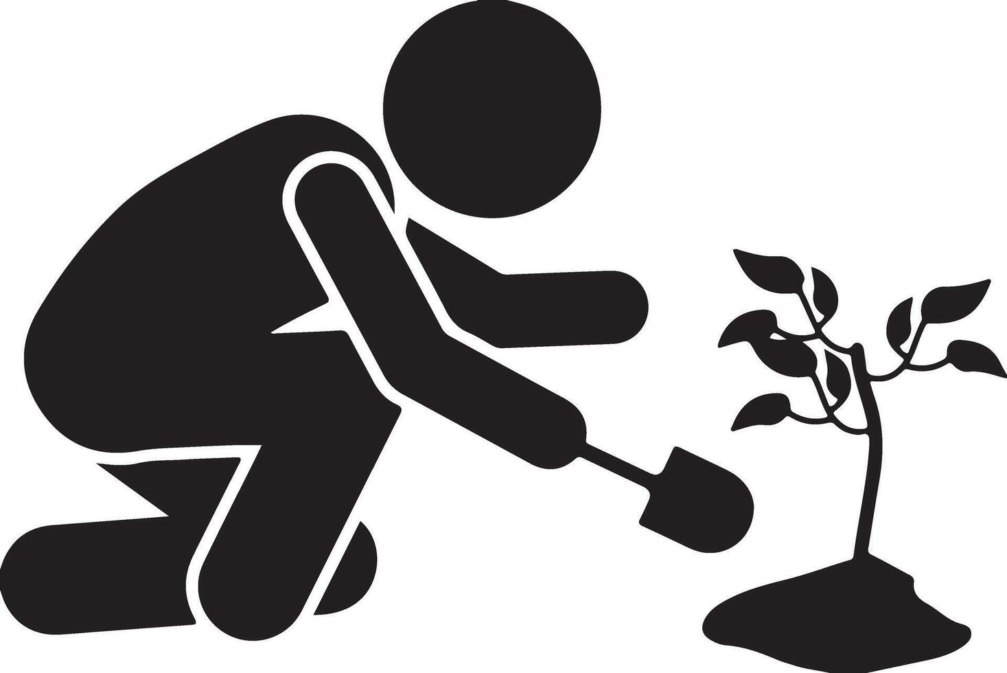 Person planting a tree, representing environment and conservation ICON vector
