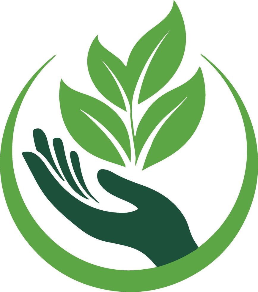 Hand leaf with handshake nature green art leaf handshake image vector
