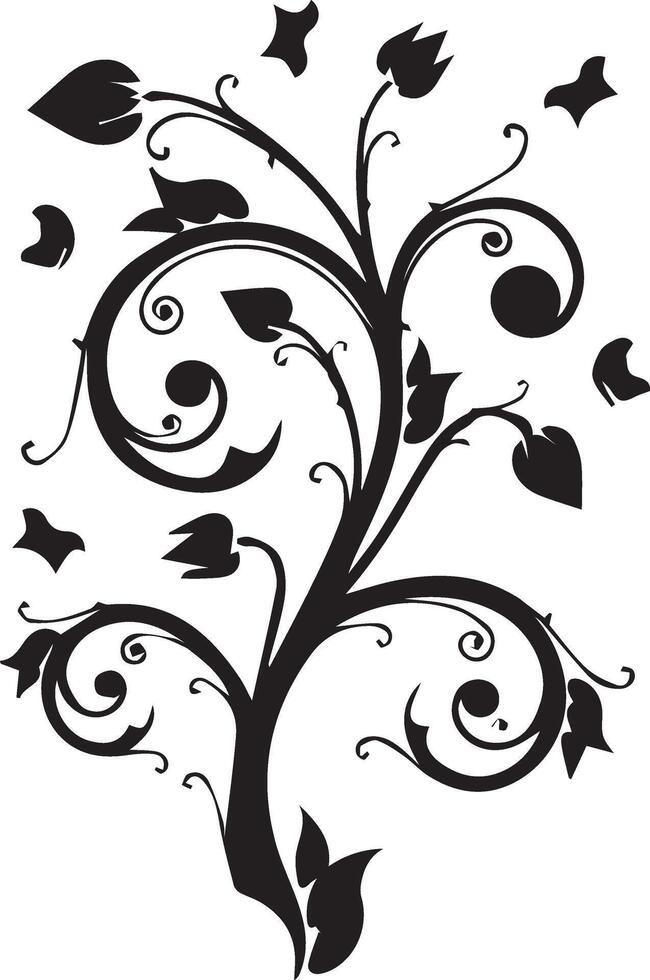 Black silhouette of a tree with roots, on a white background. vector
