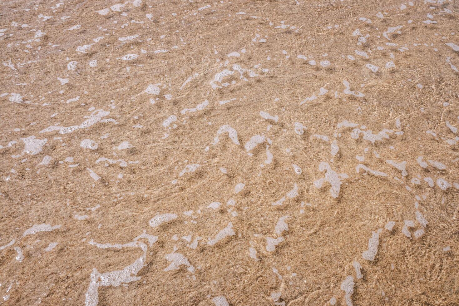 Serene and detailed view of shallow ocean water on sand. photo