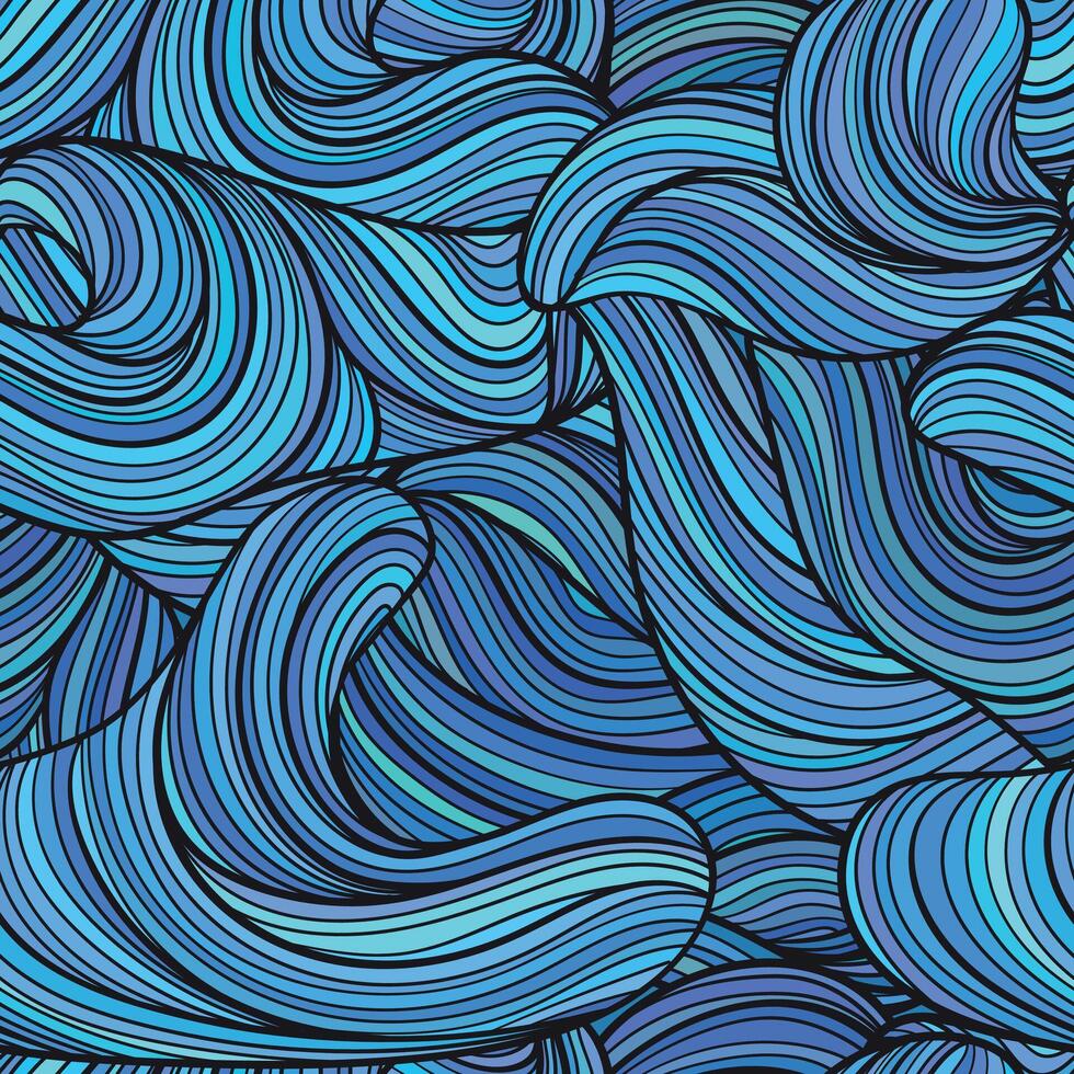 A seamless pattern featuring abstract waves created with flowing blue lines and dynamic movement vector