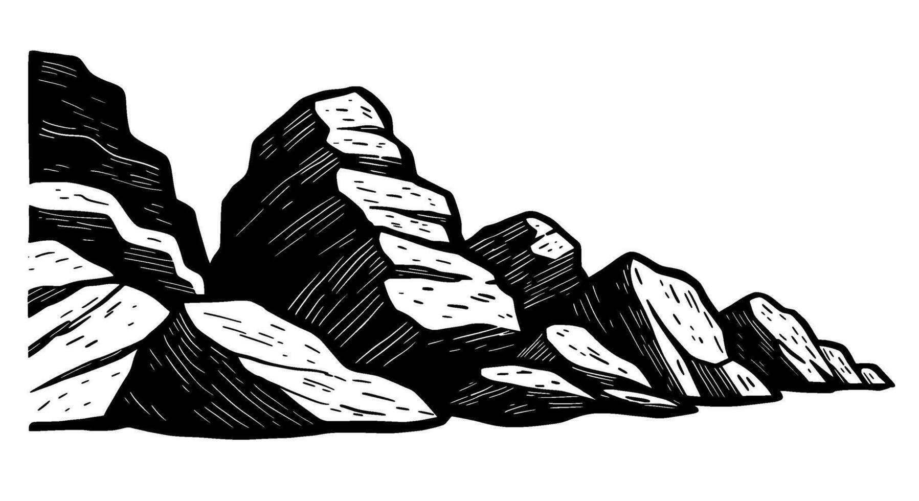 Monochromatic Mountain Peak Illustration vector