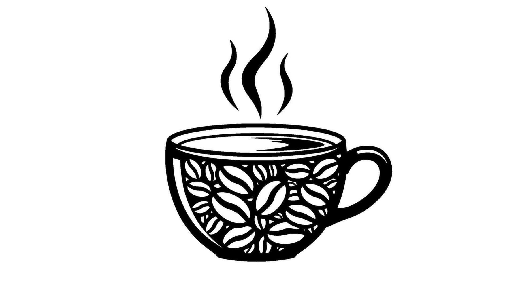 Coffee Bean Mug Steaming Hot Beverage vector