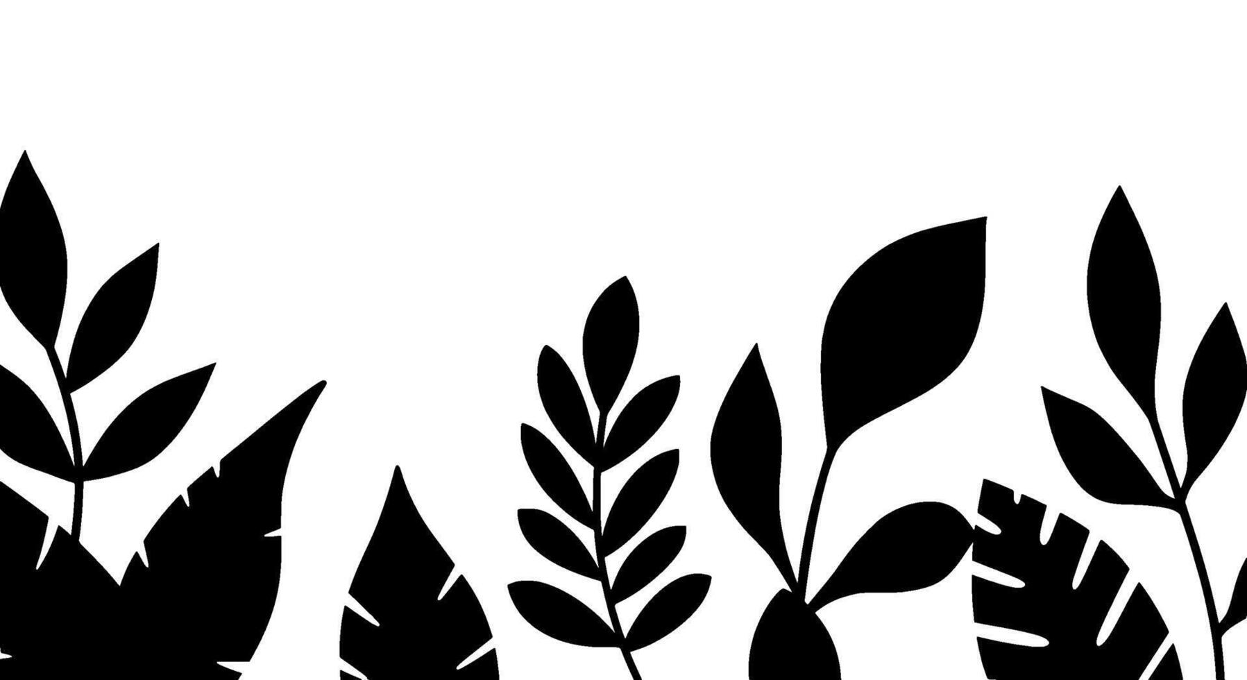 Black Botanical Silhouette Border vector