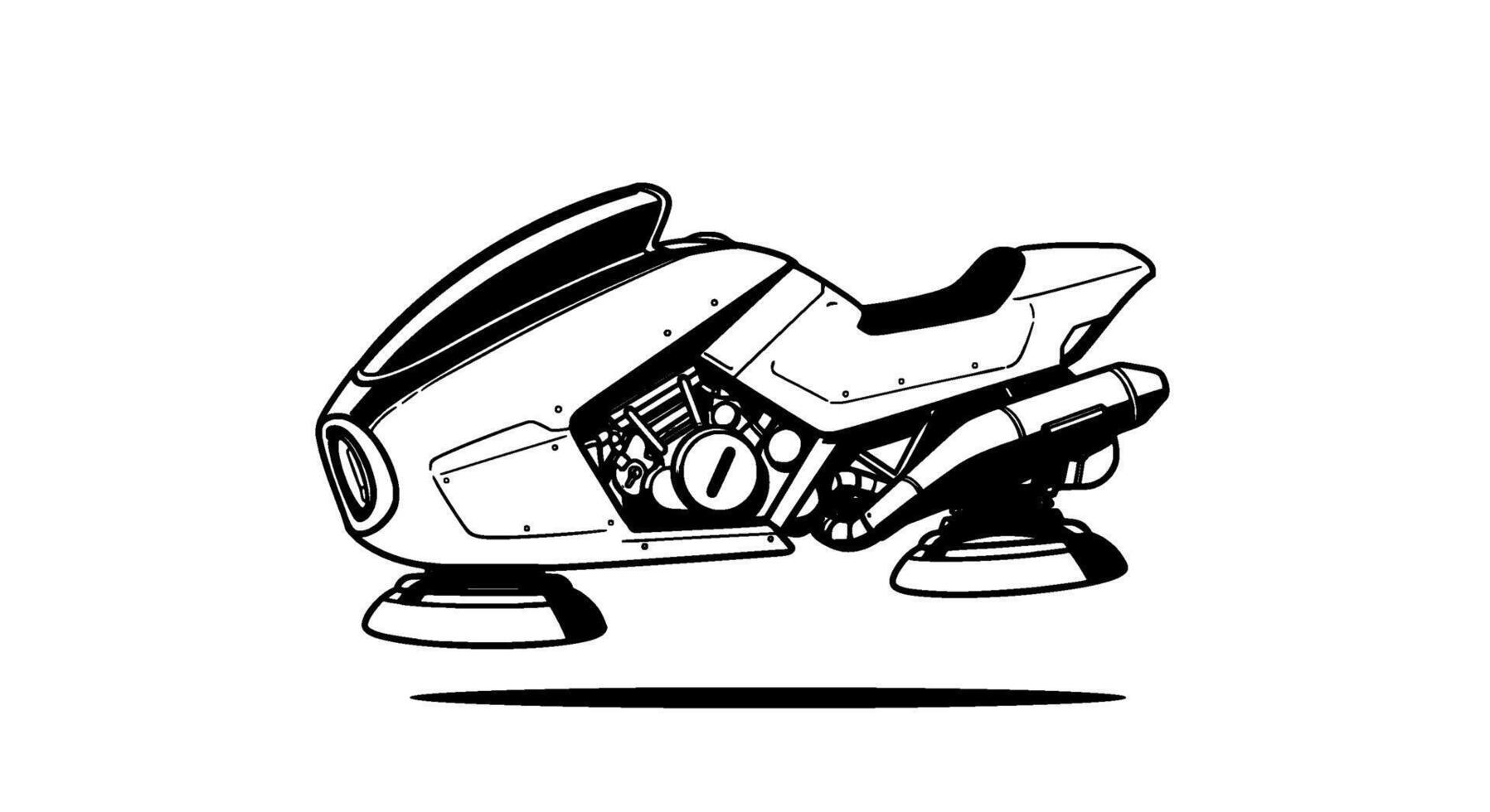 Futuristic Hoverbike Monochrome Illustration vector