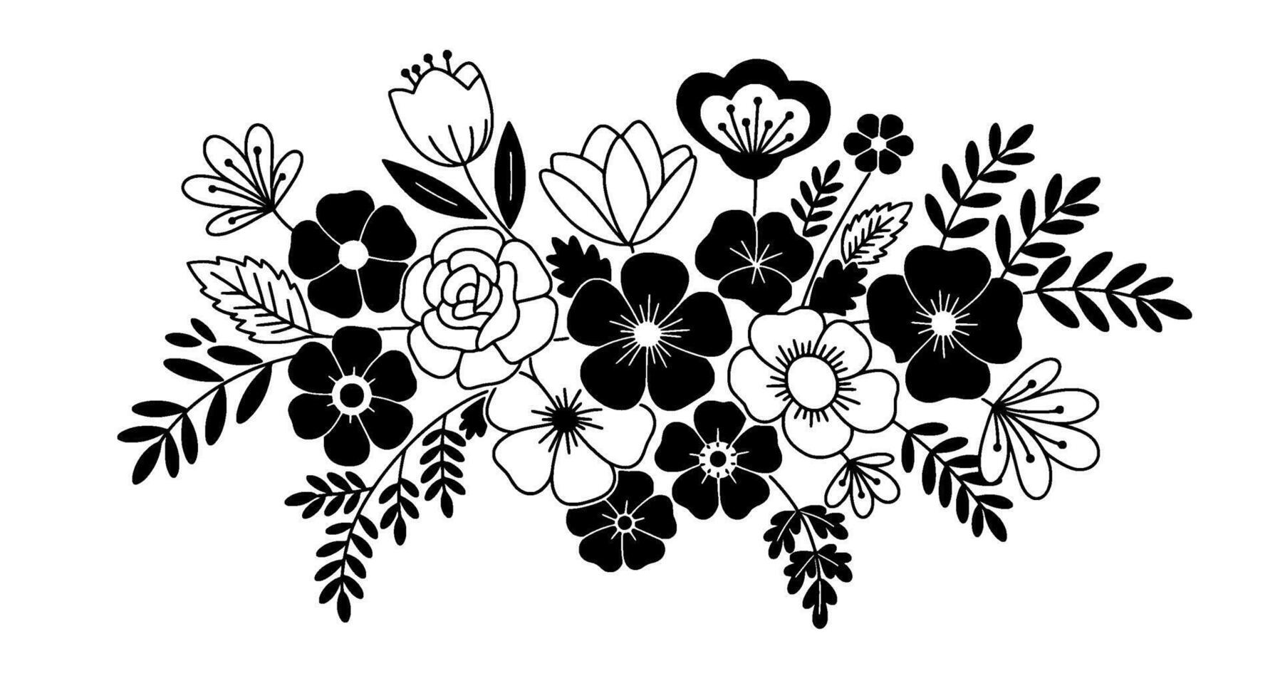 Monochromatic Floral Bouquet vector