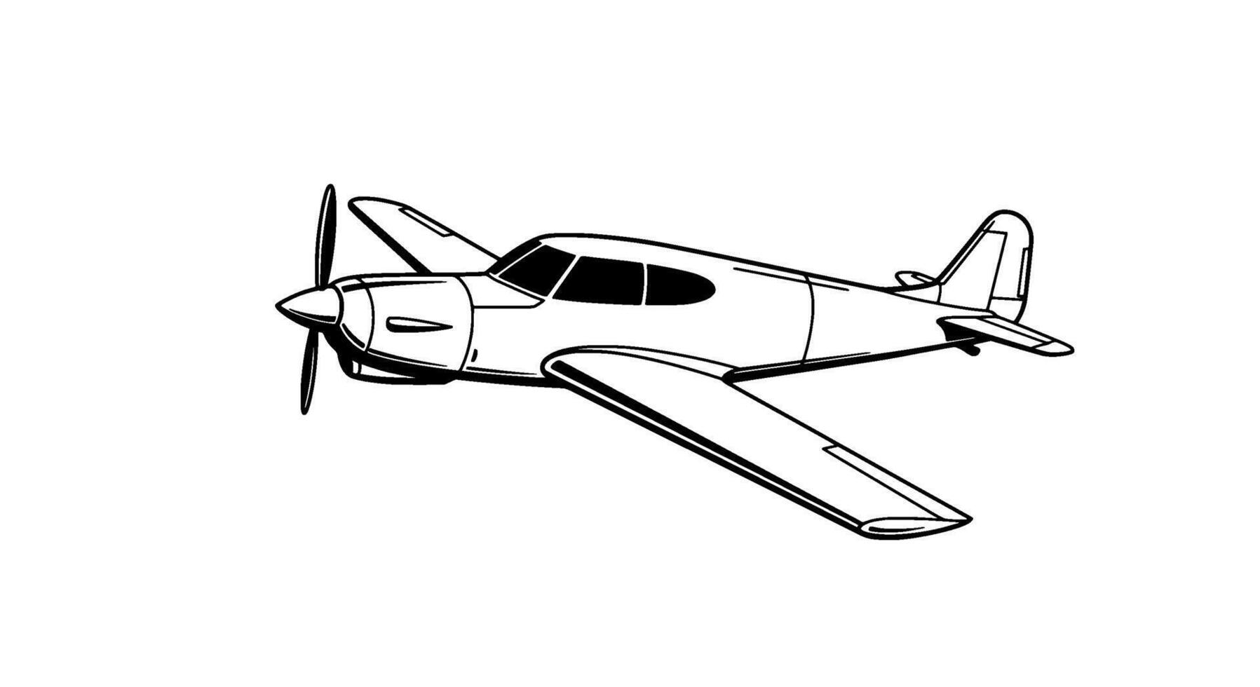 Vintage Propeller Plane Monochrome Illustration vector