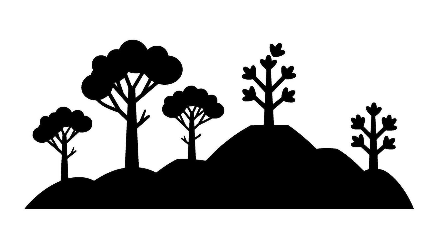Silhouette Trees on Hilltops vector
