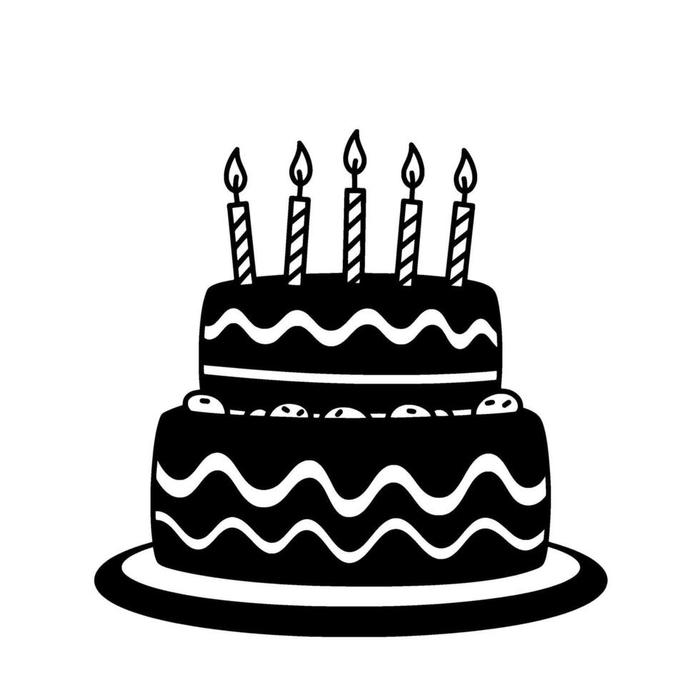 Two-Tier Birthday Cake with Wavy Design vector