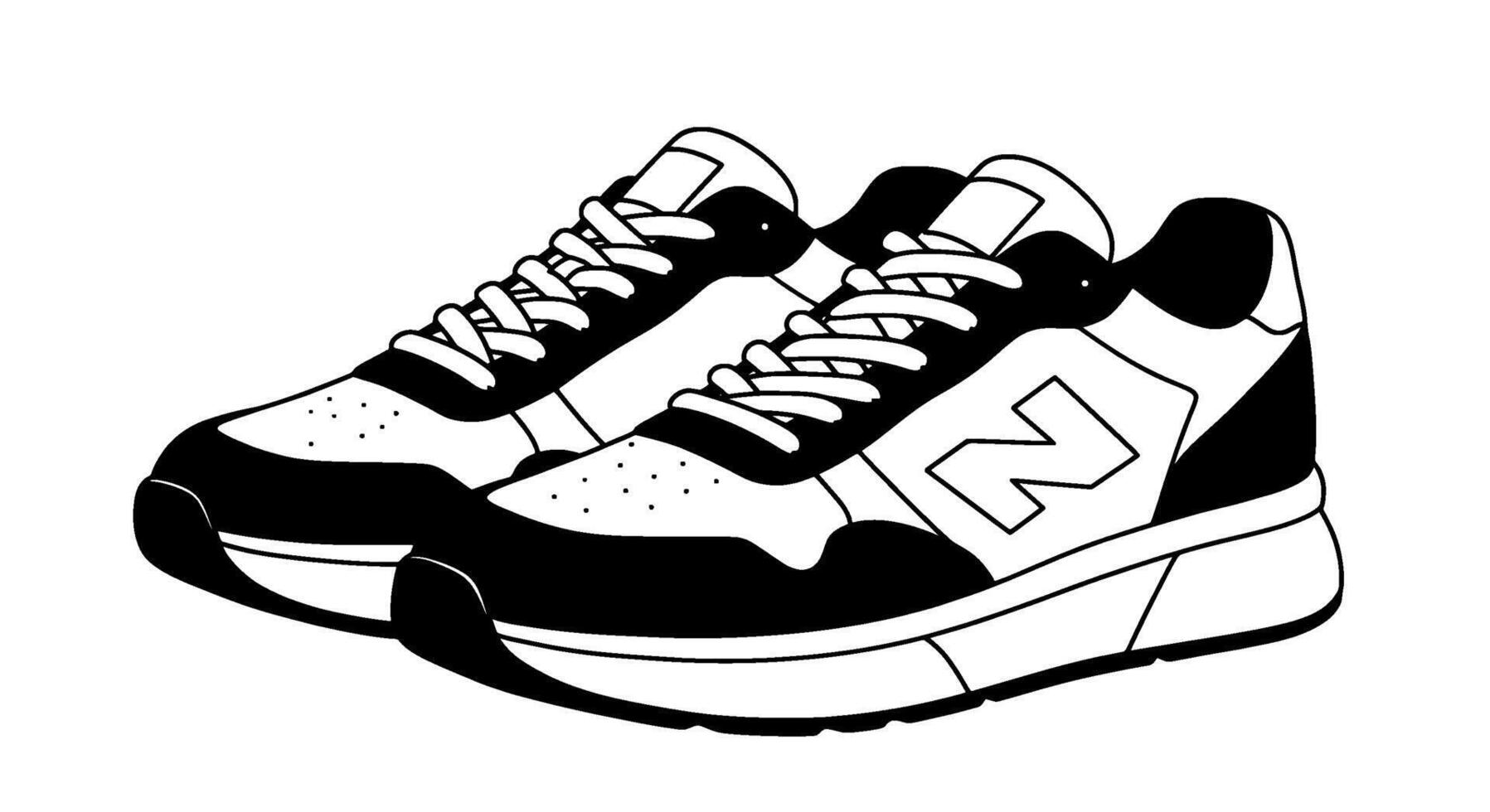 Monochromatic Sneaker Pair Illustration vector