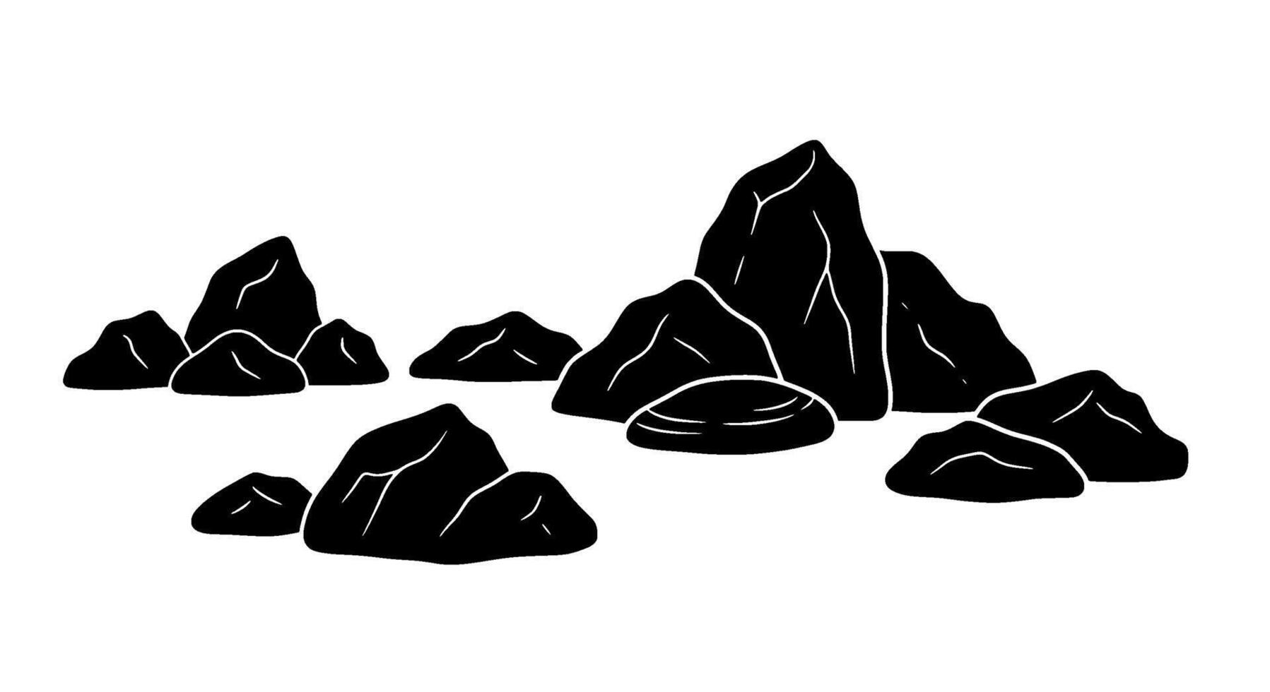 Silhouette Rock Formation, Monochrome Stone Cliff vector