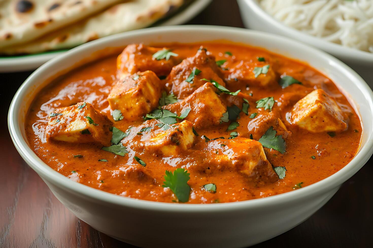 Delicious Indian Butter Paneer Curry in a Bowl. photo