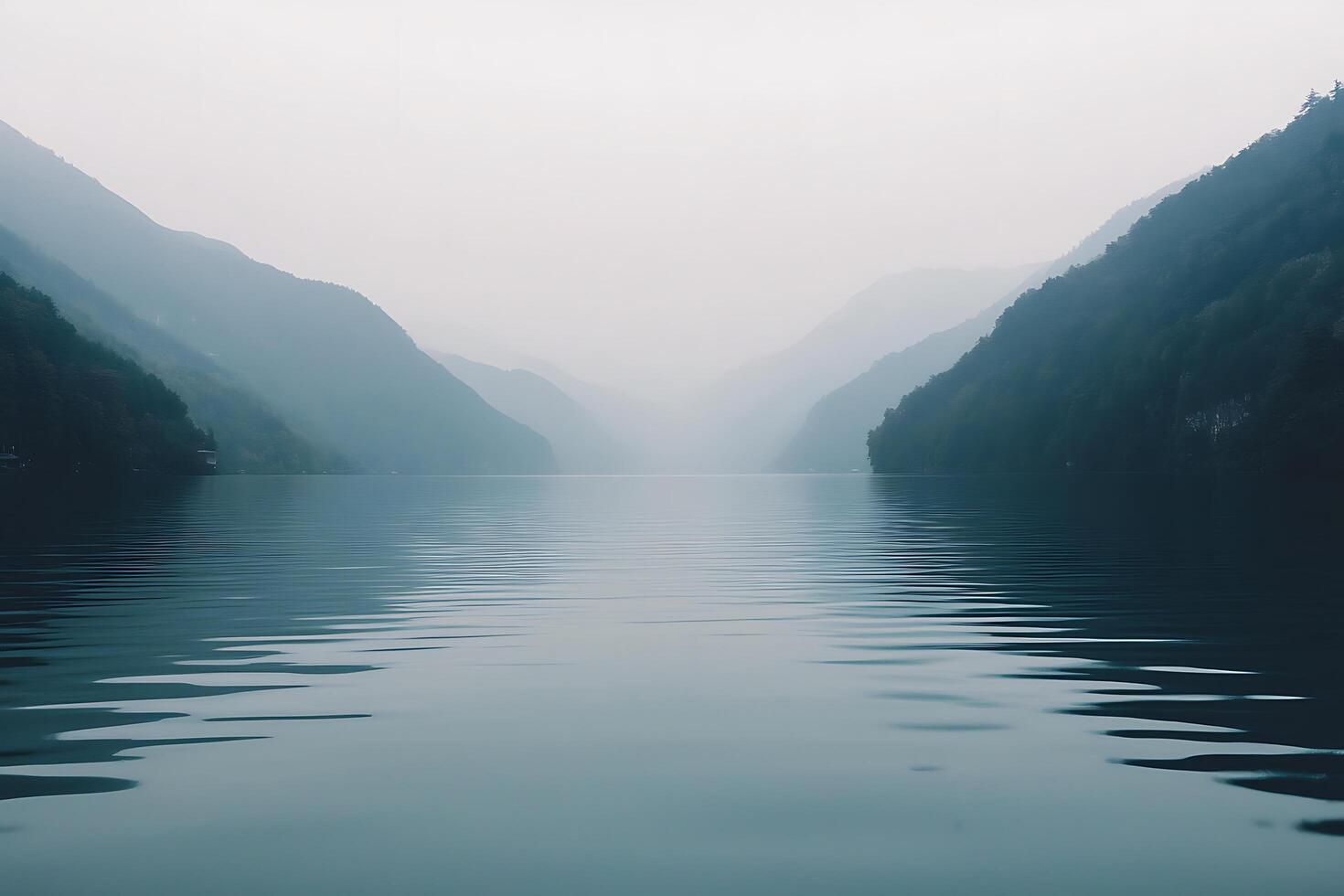 Serene Mountain Lake A Misty Calm. photo