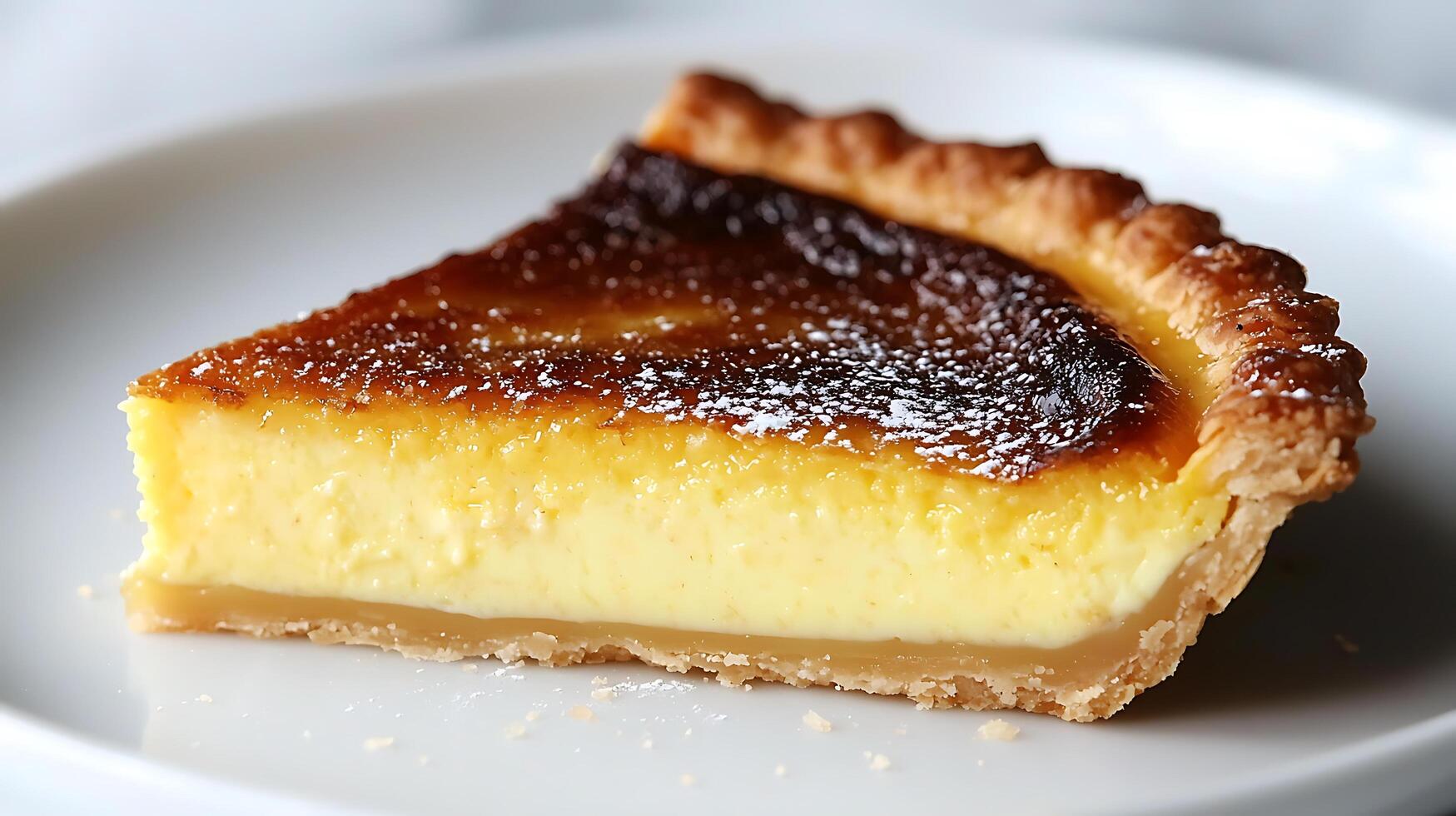 A Slice of Delicious Custard Tart, Close Up Photography. photo