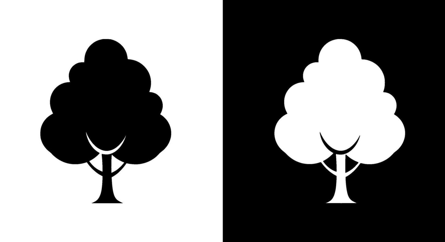Yin Yang Tree Black and White Icon vector